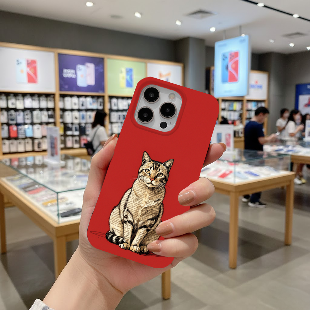 Newsprint Collage Tabby Cat on Red iPhone 16 Pro and Pro Max Case