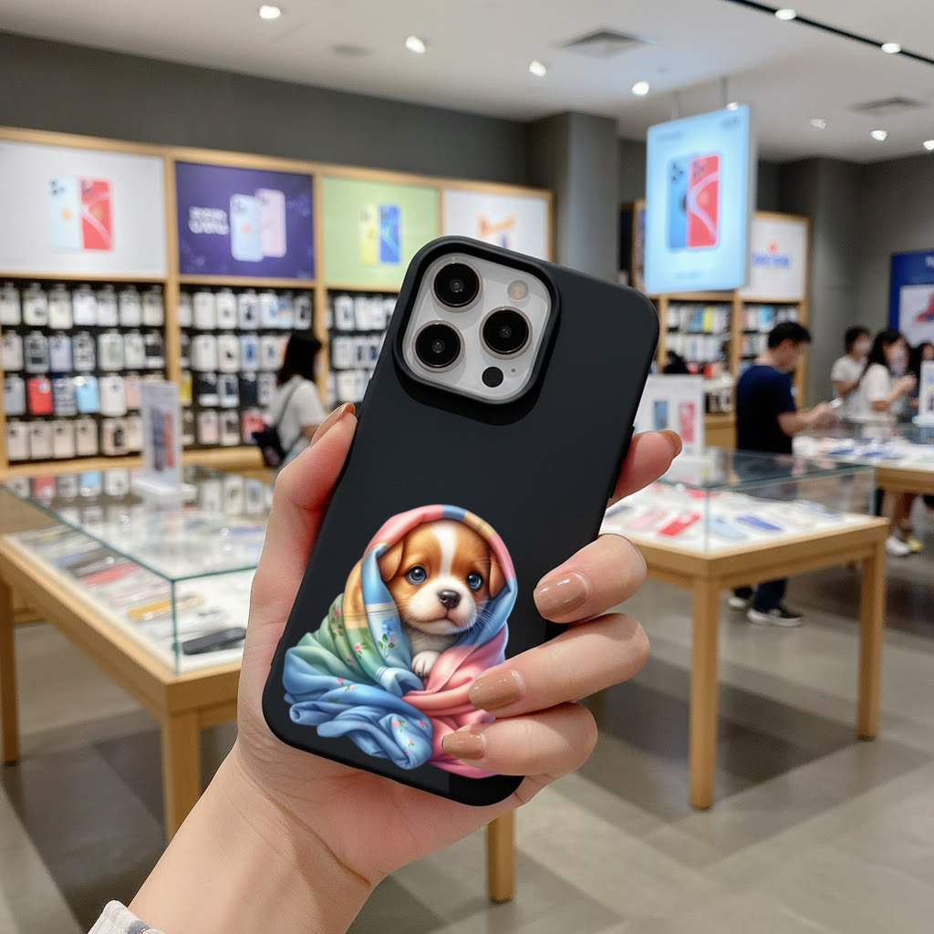 Cute Puppy Wrapped in Colorful Blanket iPhone 16 Pro and Pro Max Case