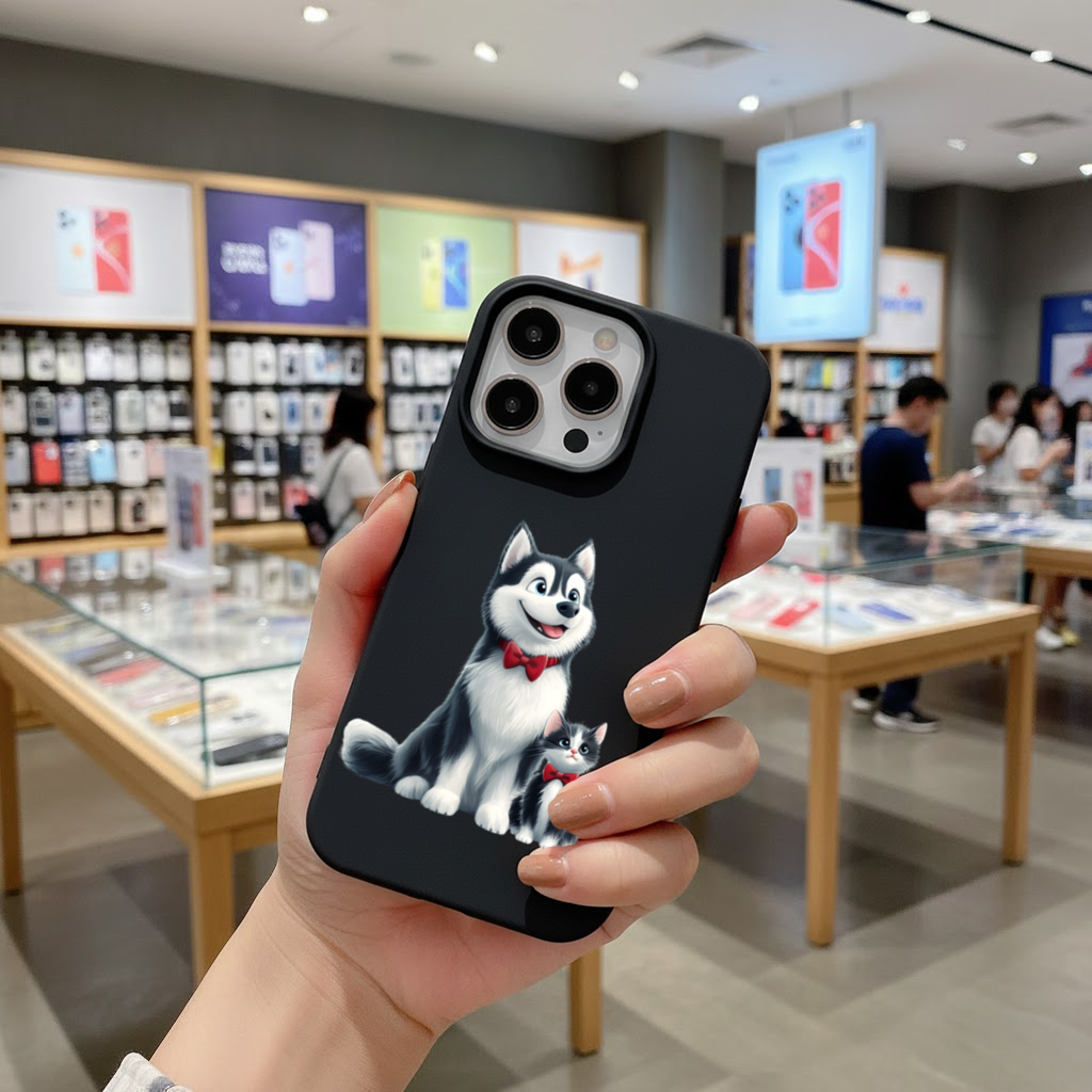 Cute Husky and Kitten with Red Bowties iPhone 16 Pro and Pro Max Case