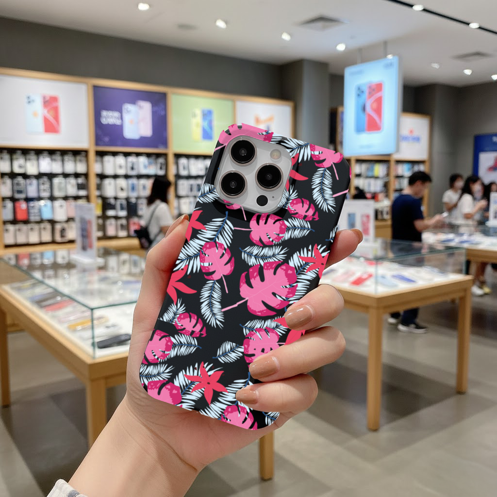 Pink Monstera and Tropical Lily iPhone 16 Pro and Pro Max Case