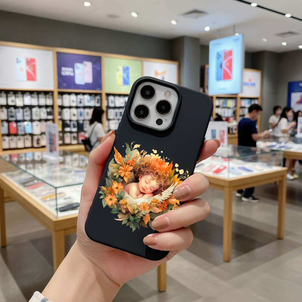 Çiçekler Arasında Uyuyan Bebek Melek iPhone 16 Pro ve Pro Max Kılıfı