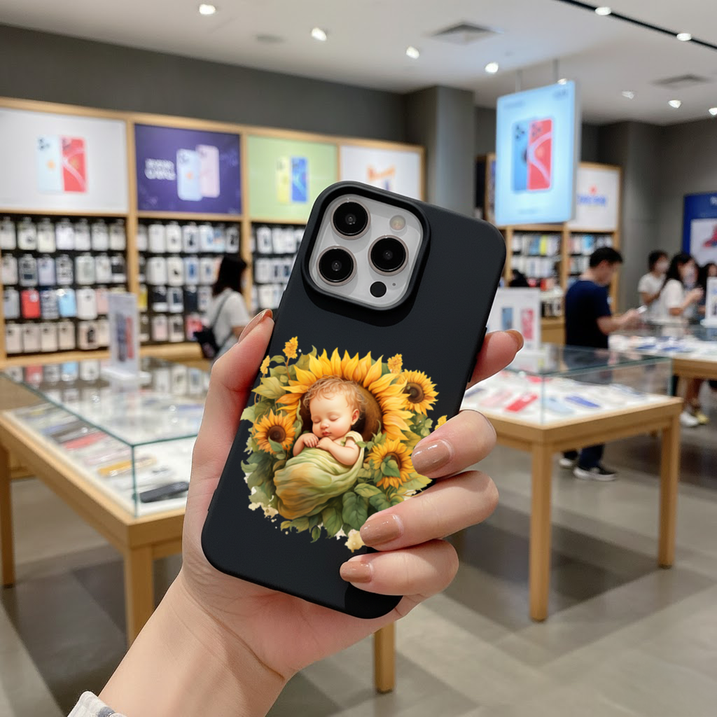 Sleeping Baby in Sunflower iPhone 16 Pro and Pro Max Case