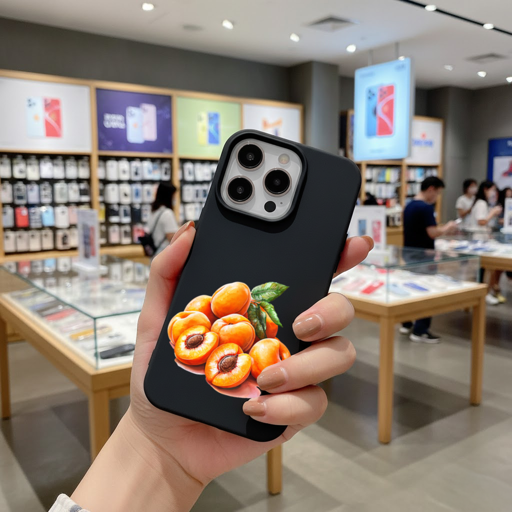 Sulu Boya Kayısı ve Yaprak iPhone 16 Pro ve Pro Max Kılıfı