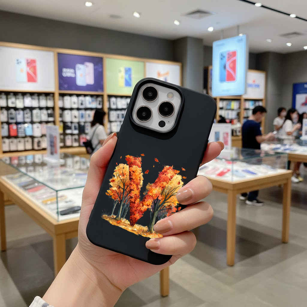 Turuncu Sonbahar Ormanı M Harfi iPhone 16 Pro ve Pro Max Kılıfı