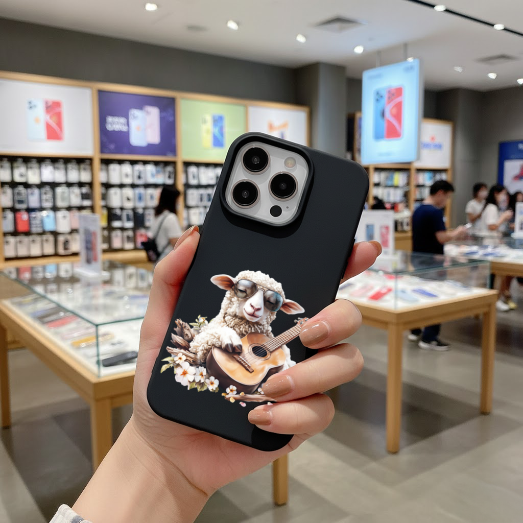 Ukulele Çalan Havalı Gözlüklü Koyun iPhone 16 Pro ve Pro Max Kılıfı