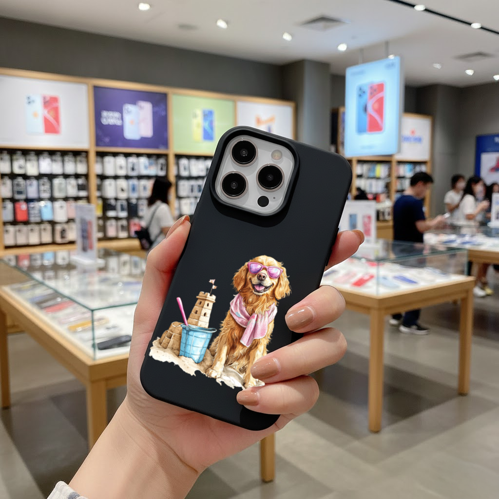 Beach Golden Retriever Pink Sunglasses iPhone 16 Pro and Pro Max Case