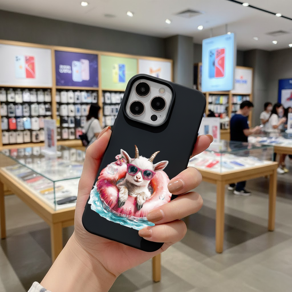 Baby Goat in Pink Pool Ring iPhone 16 Pro and Pro Max Case