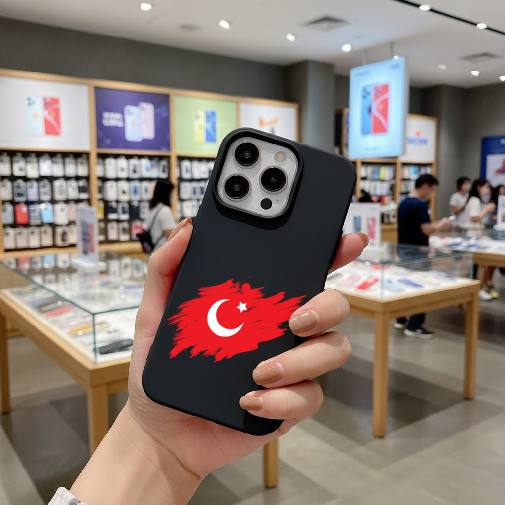 Brushstroke Turkish Flag Crescent Moon iPhone 16 Pro and Pro Max Case