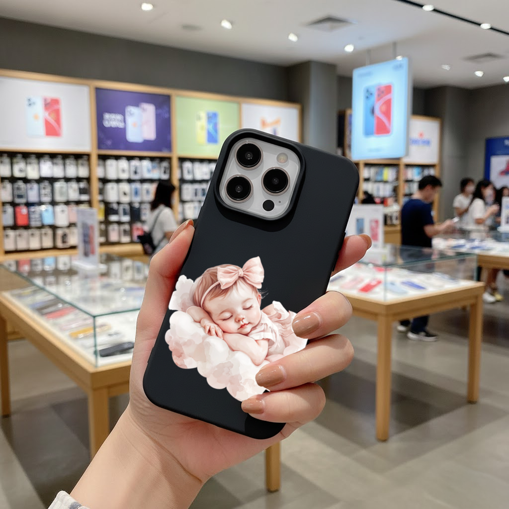 Sleeping Baby Girl with Pink Bow iPhone 16 Pro and Pro Max Case