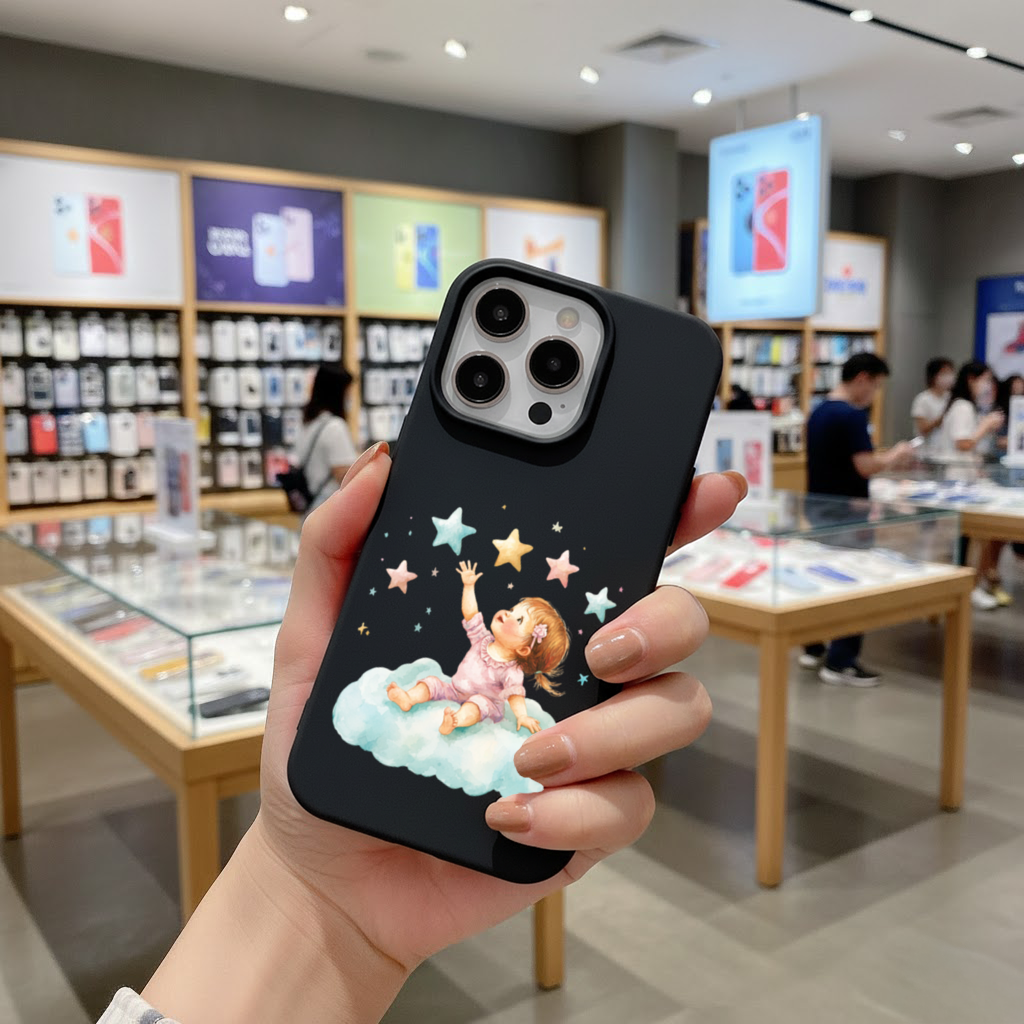 Bulut Üzerinde Yıldızlara Ulaşan Bebek iPhone 16 Pro ve Pro Max Kılıfı