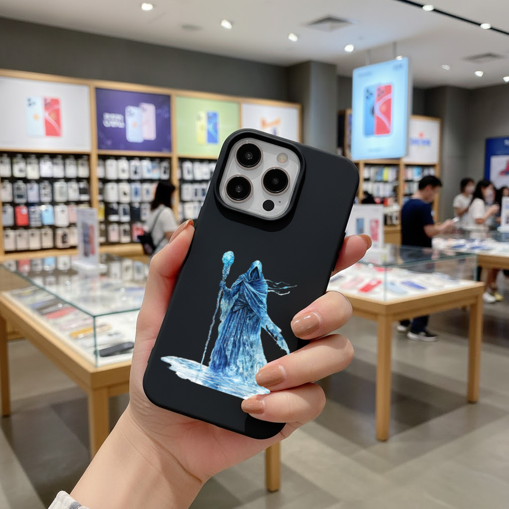 Blue Frost Mage Hooded Wizard Staff iPhone 16 Pro and Pro Max Case
