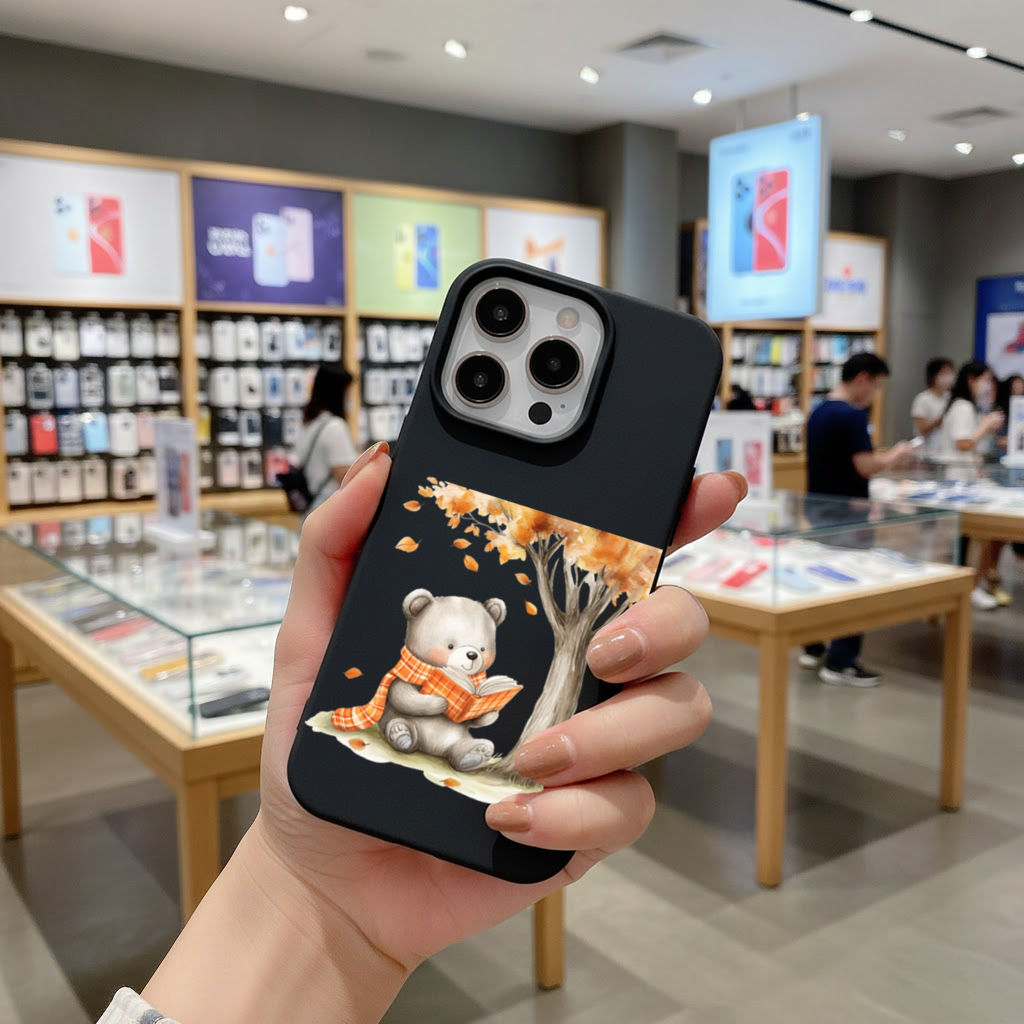 Reading Bear with Orange Scarf iPhone 16 Pro and Pro Max Case