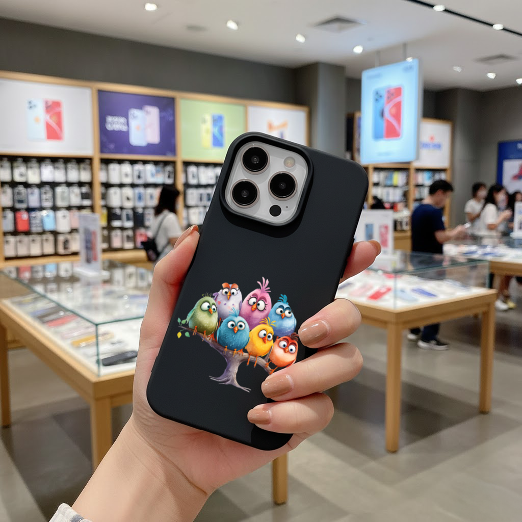 Whimsical Colorful Birds on Branch iPhone 16 Pro Max Case