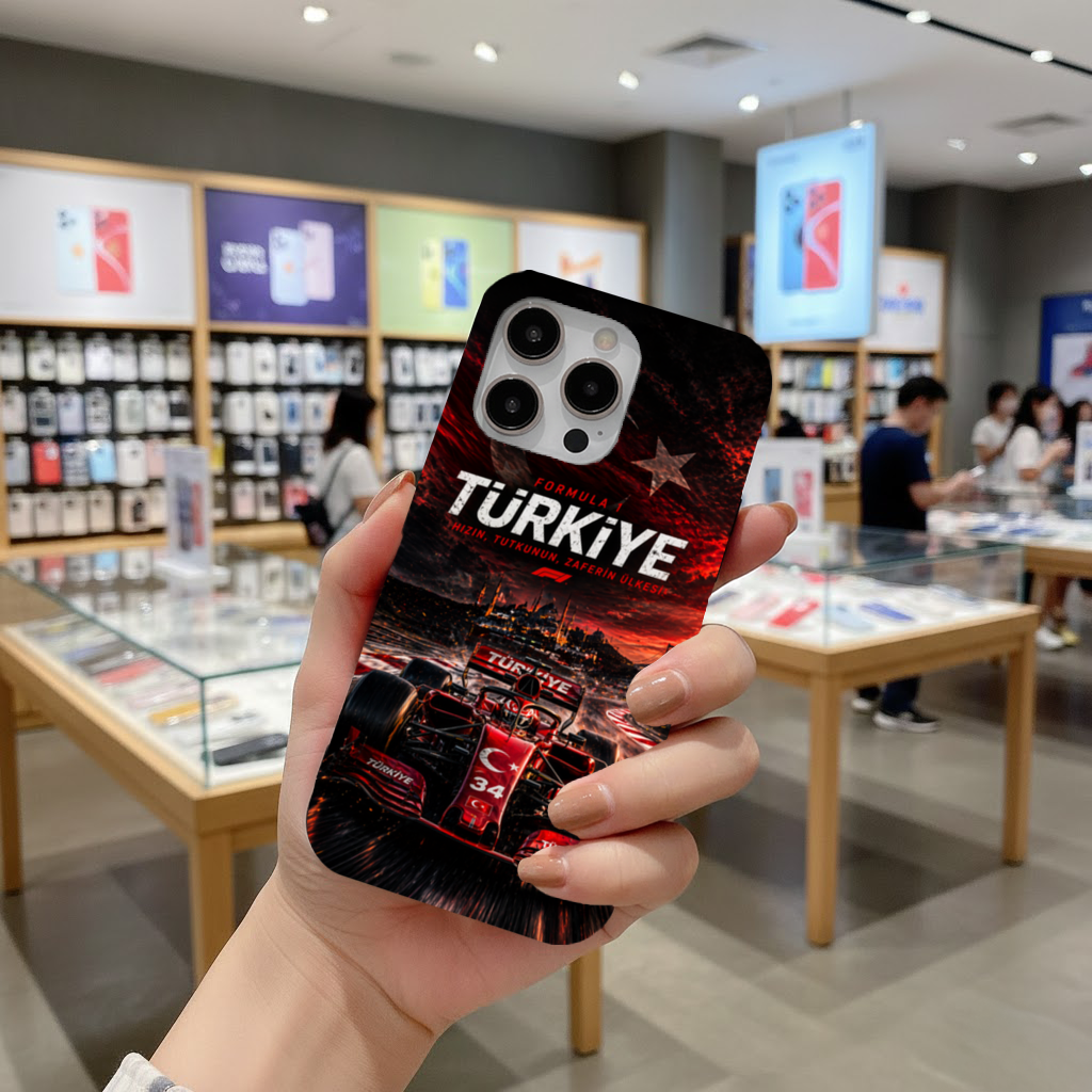 Red Racing Car over Istanbul Skyline iPhone 16 Pro Max Case