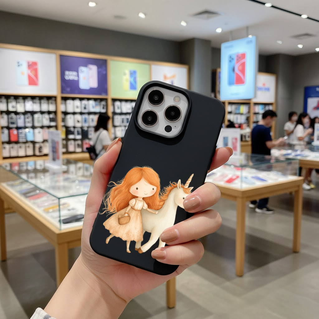Ginger Girl with Whimsical White Unicorn iPhone 16 Pro Max Case