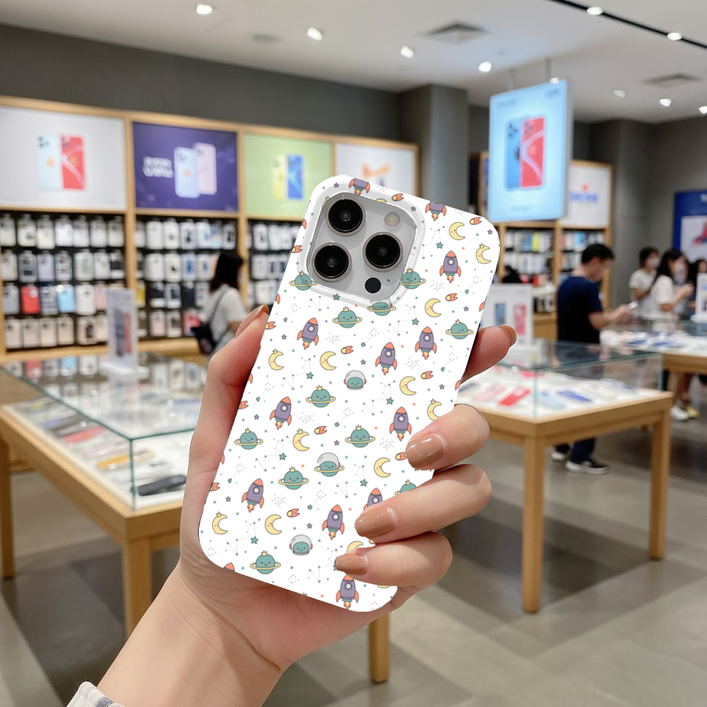 Cute Space Rocket Pattern iPhone 16 Pro Max Case