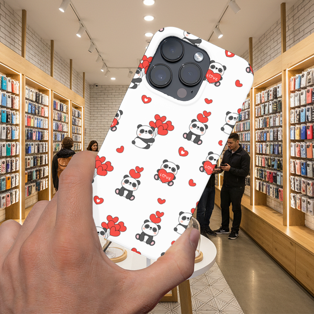Cute Panda Valentines Day Love Heart Pattern Design iPhone 16 Pro and Pro Max Case