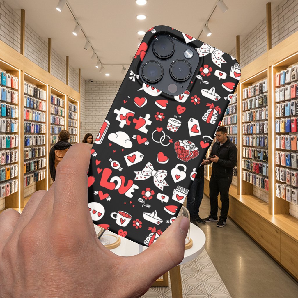 Valentines Day Doodle Love Heart Pattern Cute Design iPhone 16 Pro and Pro Max Case