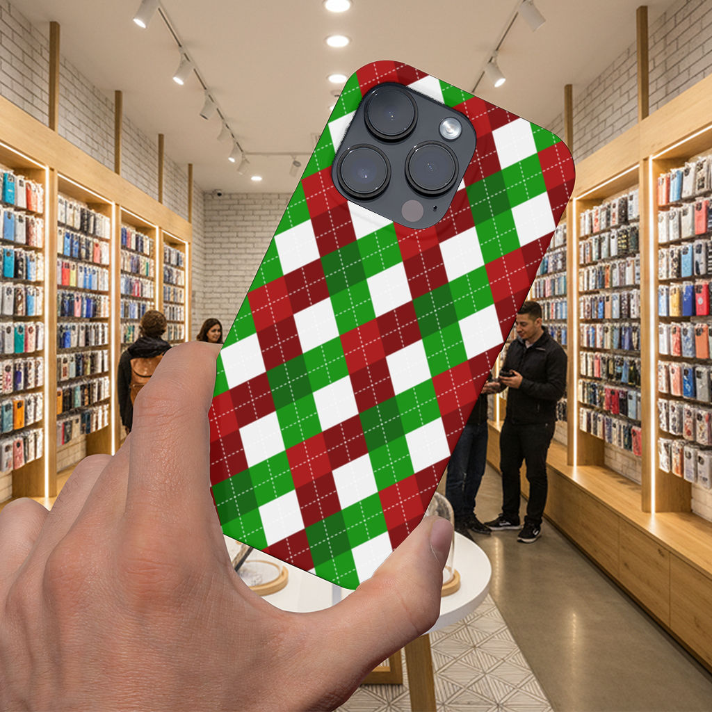 Red Green Argyle Plaid Background Pattern iPhone 16 Pro and Pro Max Case