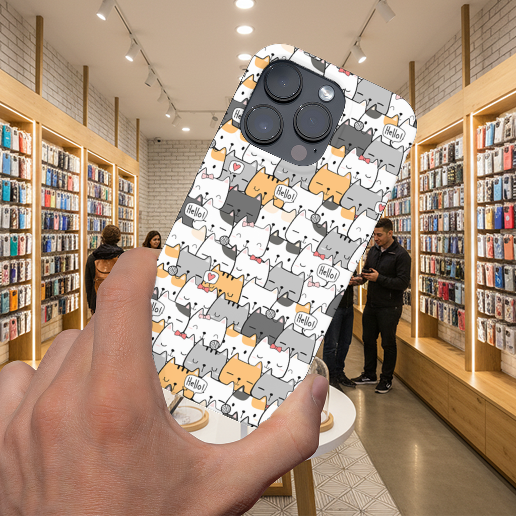 Cute Cartoon Cats Pattern with Speech Bubbles 