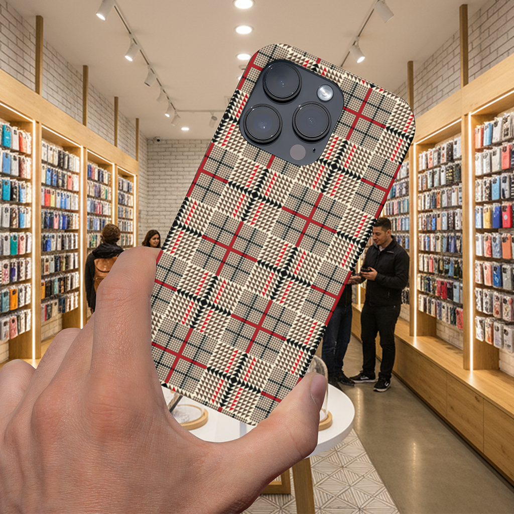 Red Black Geometric Tribal Pattern iPhone 16 Pro and Pro Max Case