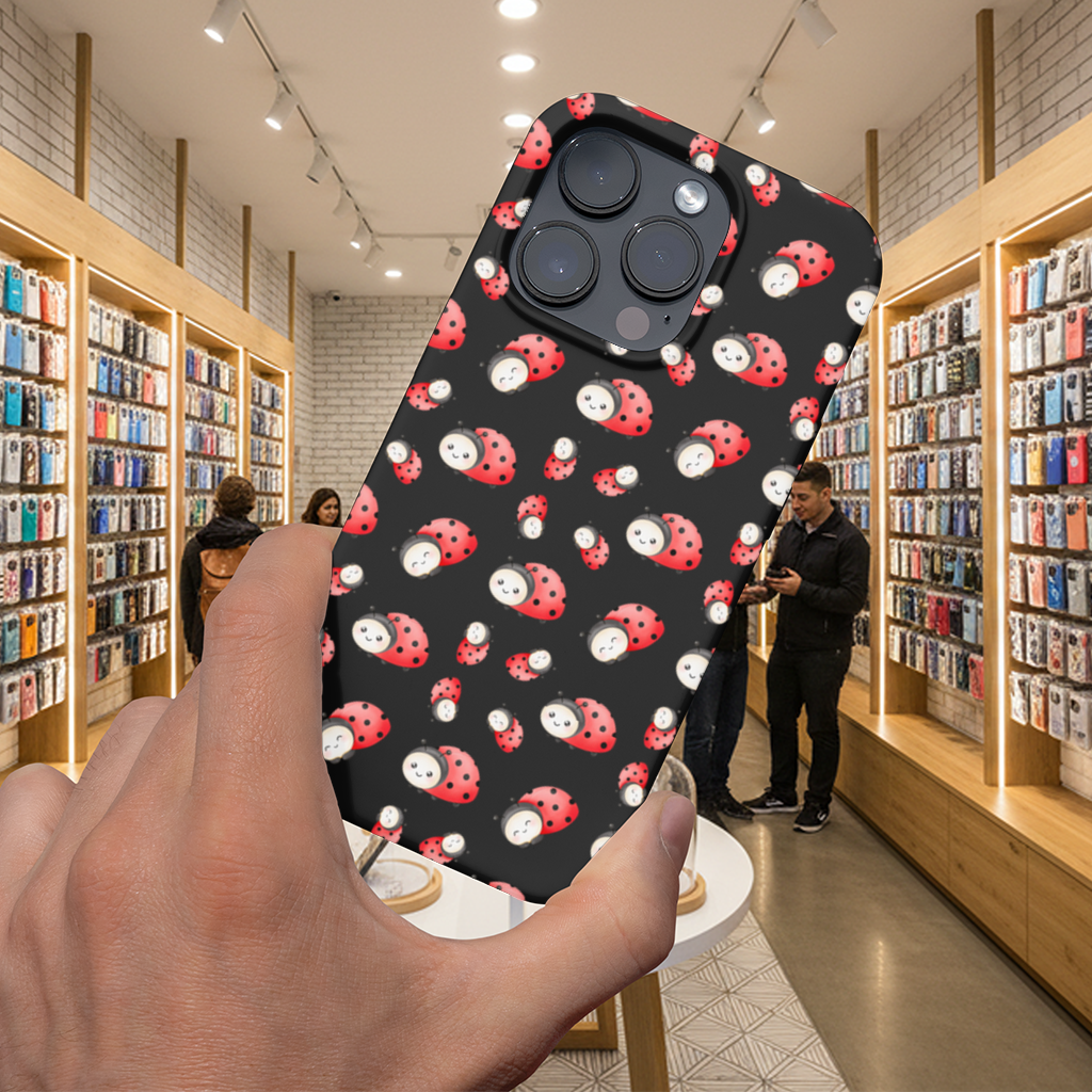 Cute Kawaii Ladybug Pattern iPhone 16 Pro and Pro Max Case