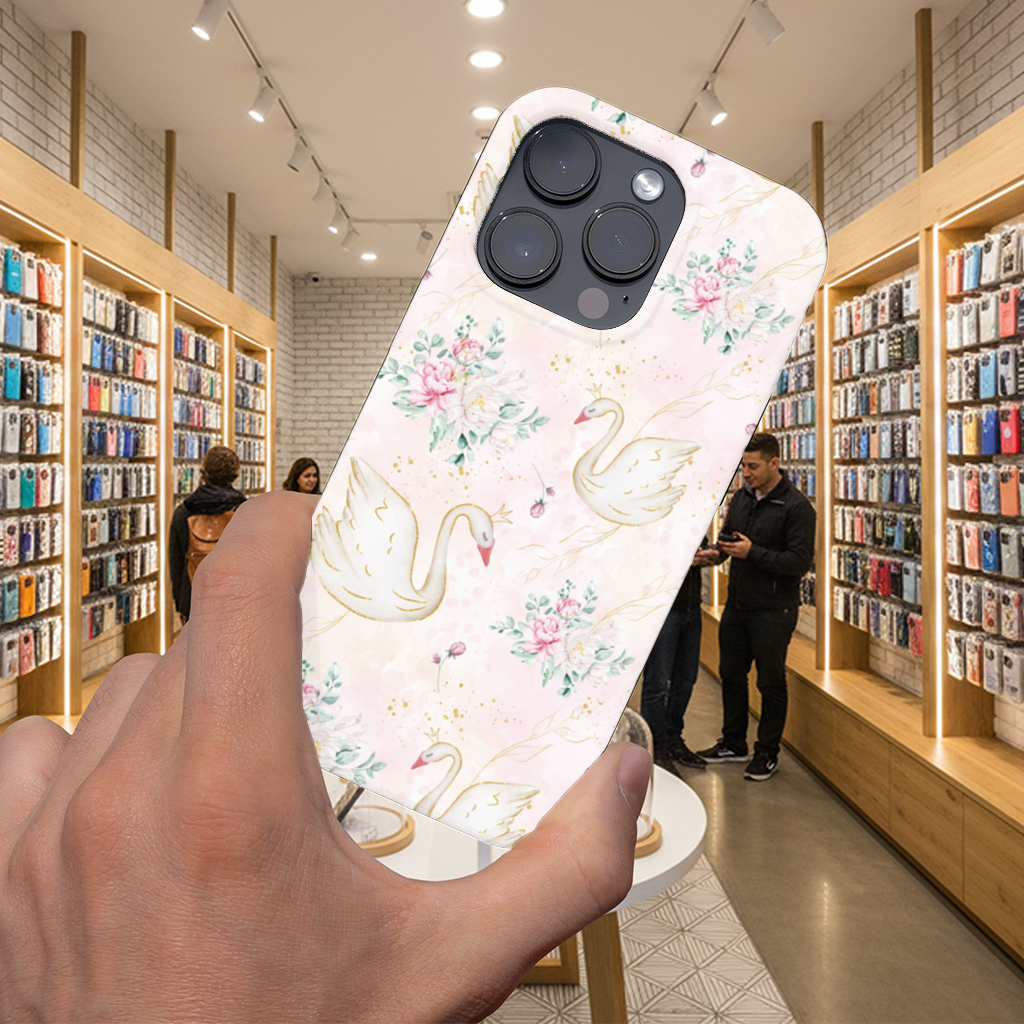 Pastel Watercolor Swan Floral Pattern iPhone 16 Pro and Pro Max Case