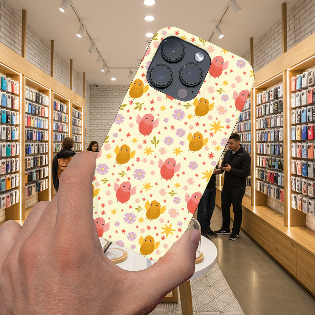 Cute Birds and Floral Pastel Spring Pattern Illustration iPhone 16 Pro and Pro Max Case