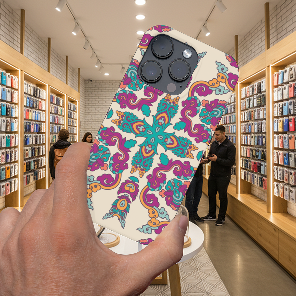 Renkli Oryantal Motifli Simetrik Mandala Deseni iPhone 16 Pro ve Pro Max Kılıfı