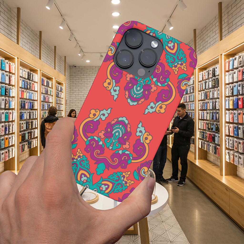 Vibrant Red Oriental Mandala Pattern iPhone 16 Pro and Pro Max Case