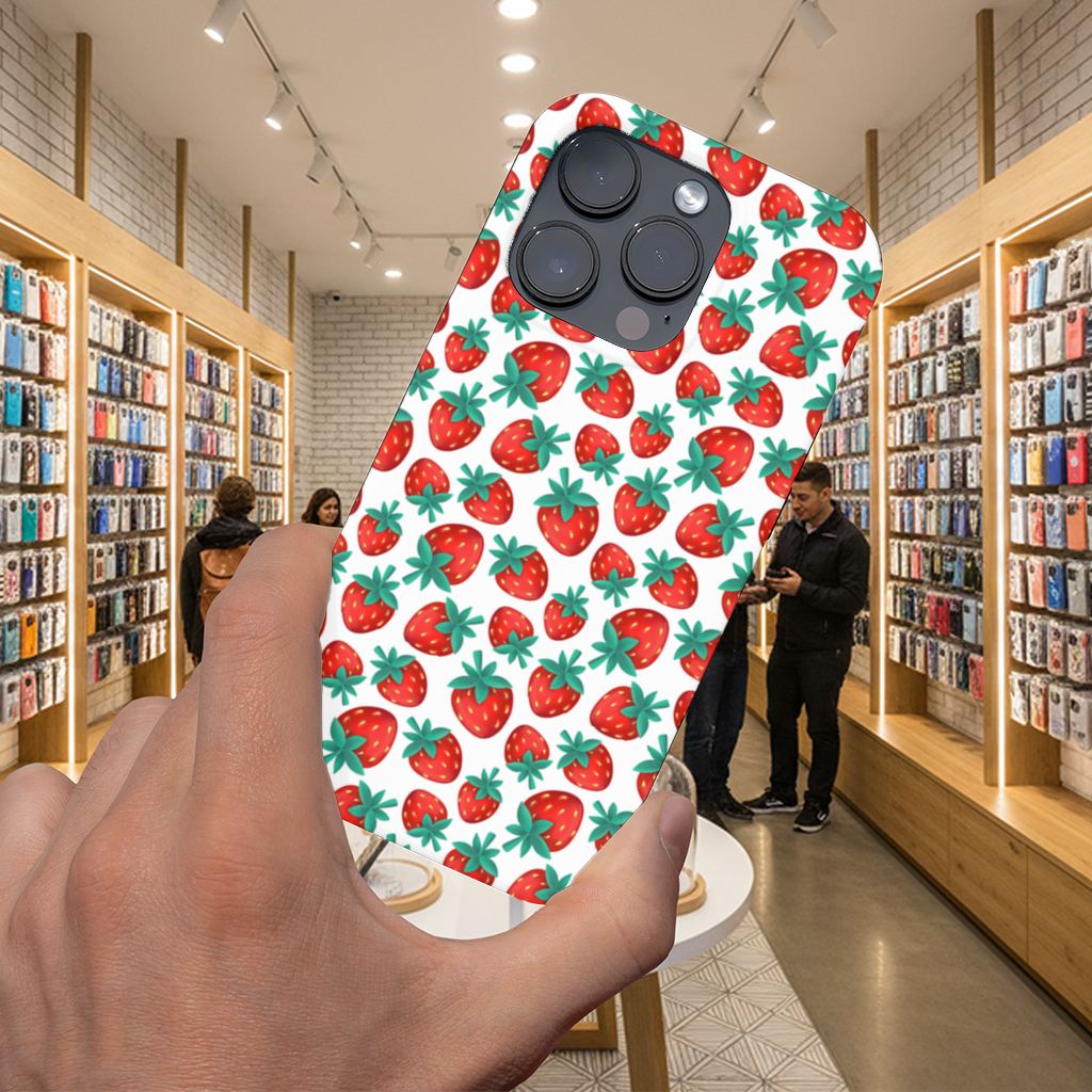 Vibrant Red Strawberry Summer Pattern iPhone 16 Pro and Pro Max Case