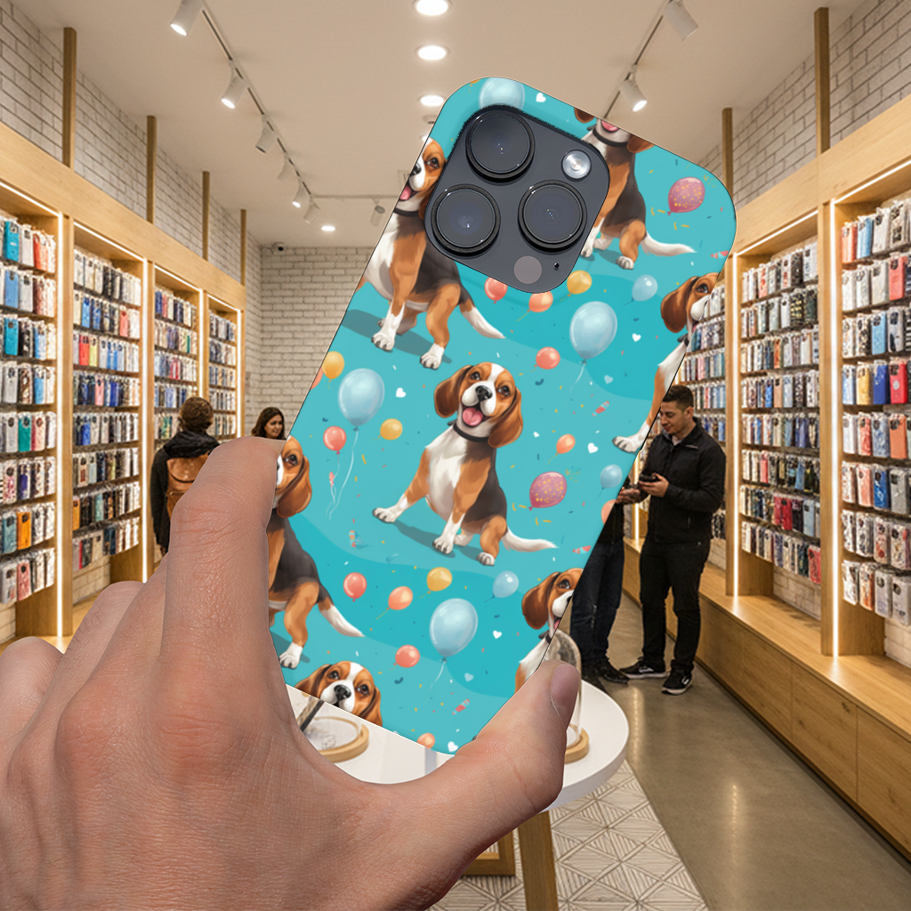 Cute Beagle Dog and Colorful Balloons Seamless Pattern iPhone 16 Pro and Pro Max Case