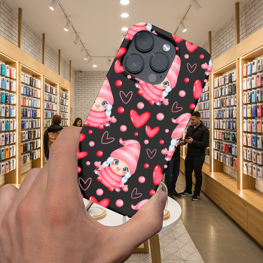 Cute Pink Baby Girl Valentines Day Heart Pattern Design iPhone 16 Pro and Pro Max Case