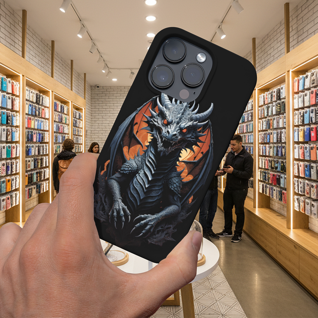Gothic Fire-Eyed Dragon Illustration iPhone 16 Pro and Pro Max Case