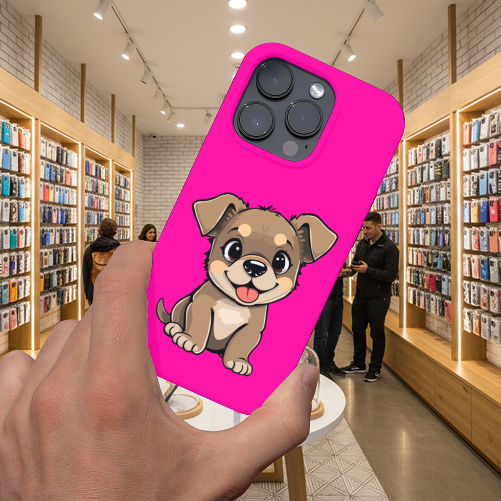 Cute Dog Illustration on Pink Background iPhone 16 Pro and Pro Max Case