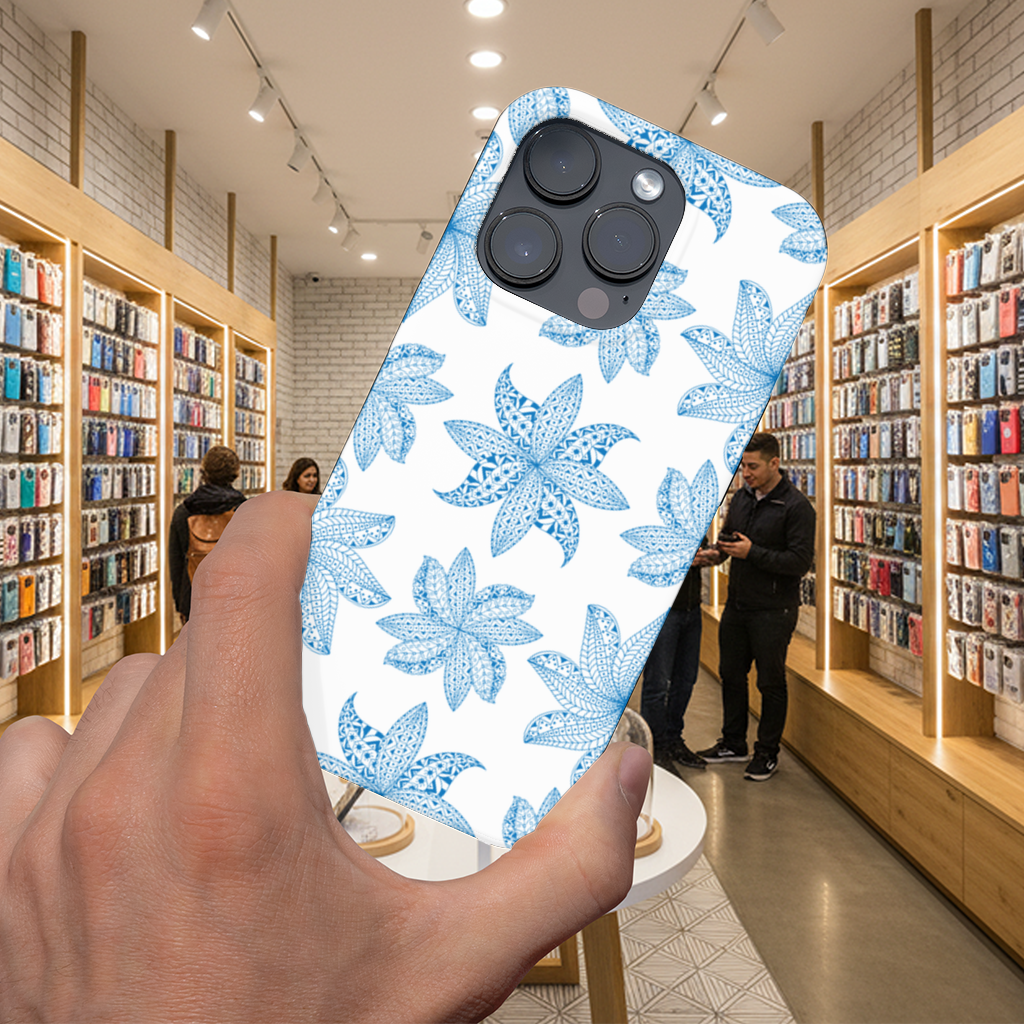 Blue Mandala Floral and Leaf Zentangle Pattern iPhone 16 Pro and Pro Max Case