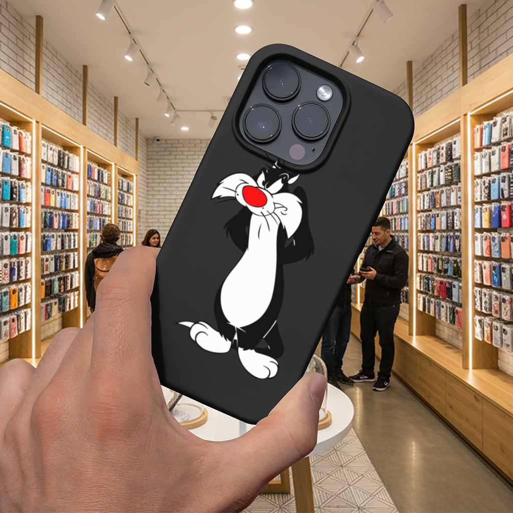 Funny Cartoon Cat Illustration iPhone 16 Pro and Pro Max Case