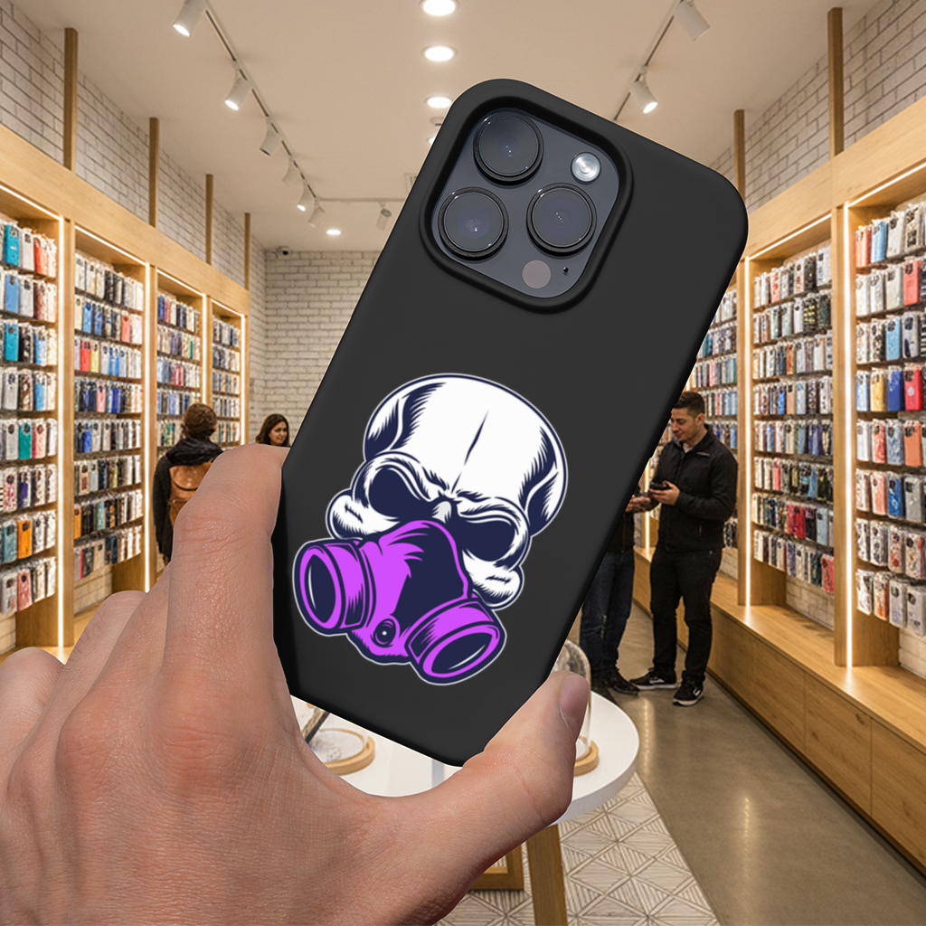 Skull with Gas Mask Illustration Modern and Edgy Design iPhone 16 Pro and Pro Max Case