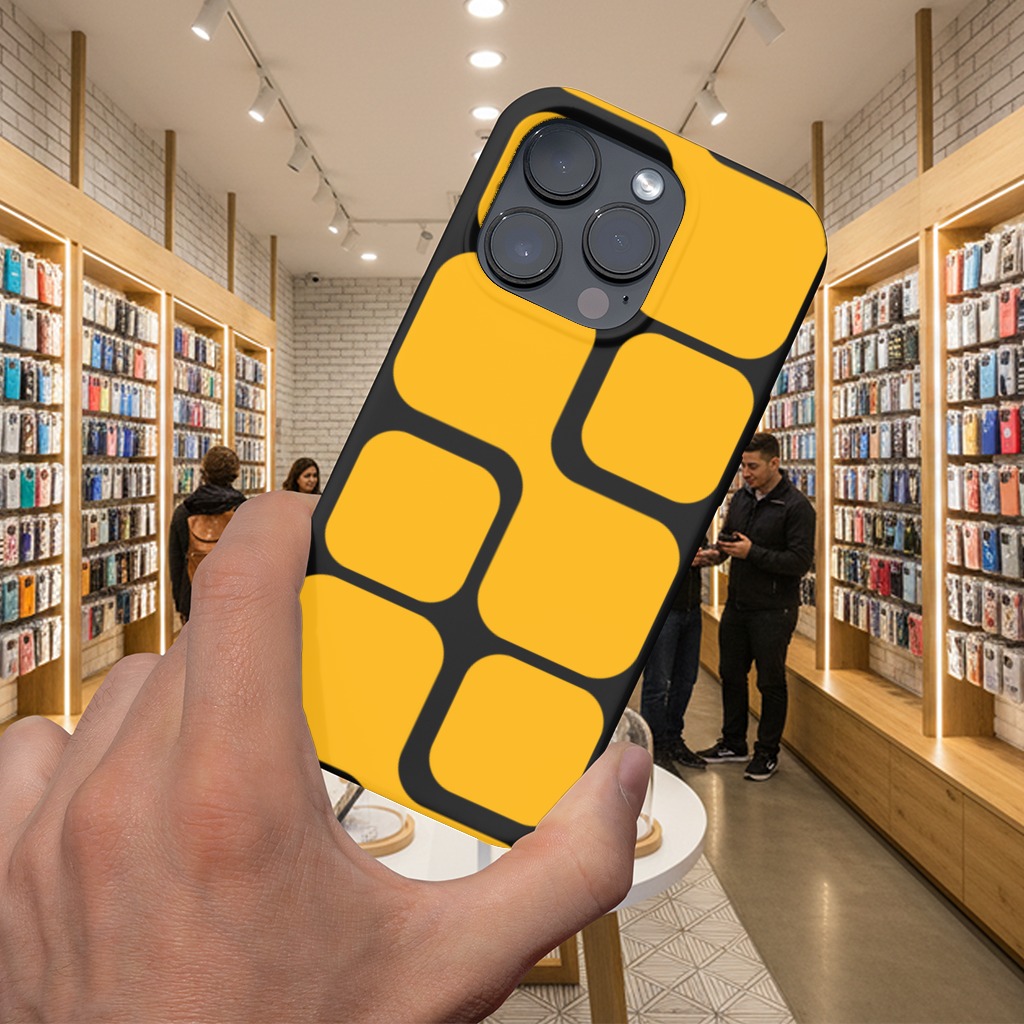 Yellow Geometric Labyrinth and Modern Abstract Pattern 