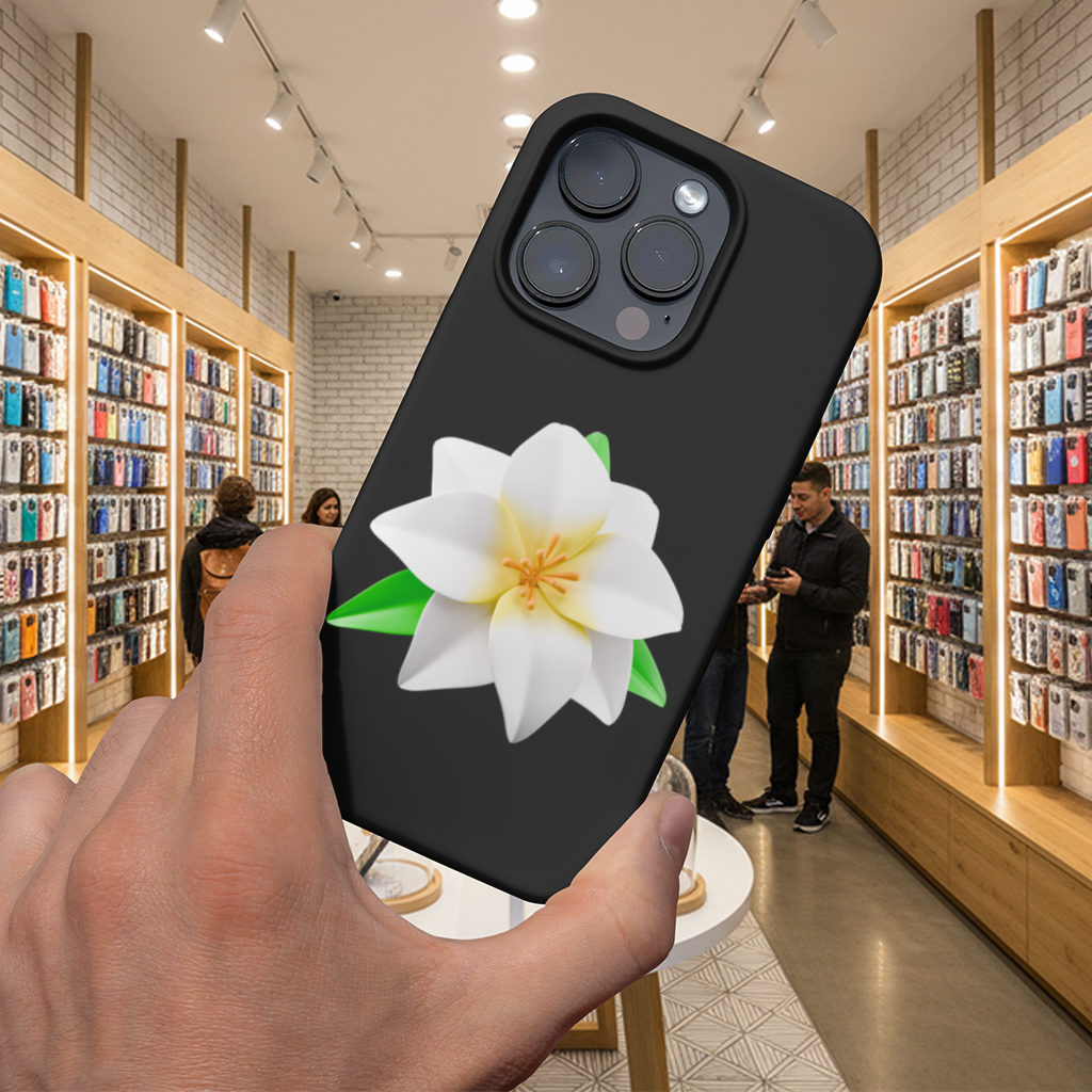 3D White Lily Flower Illustration iPhone 16 Pro and Pro Max Case