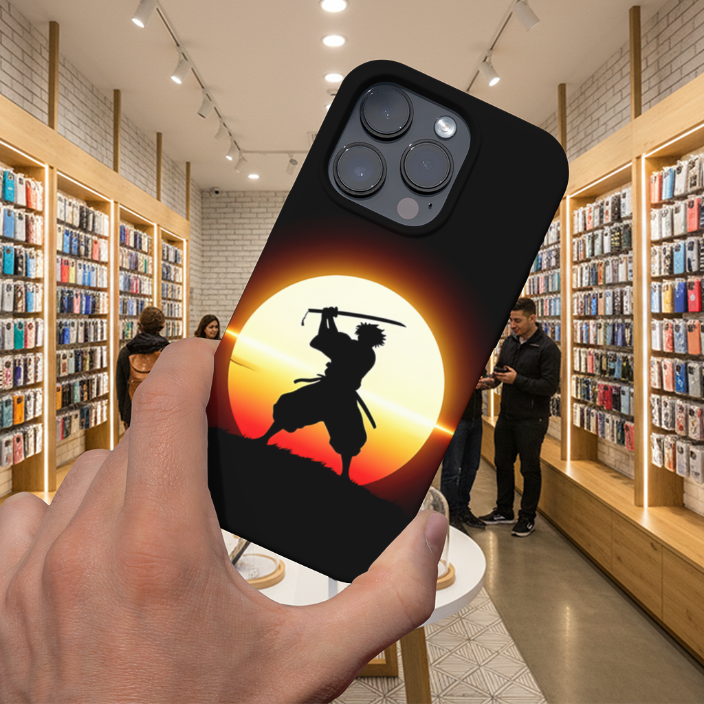 Gün Doğumu Altında Samuray Silüeti Onur ve Güç iPhone 16 Pro ve Pro Max Kılıfı