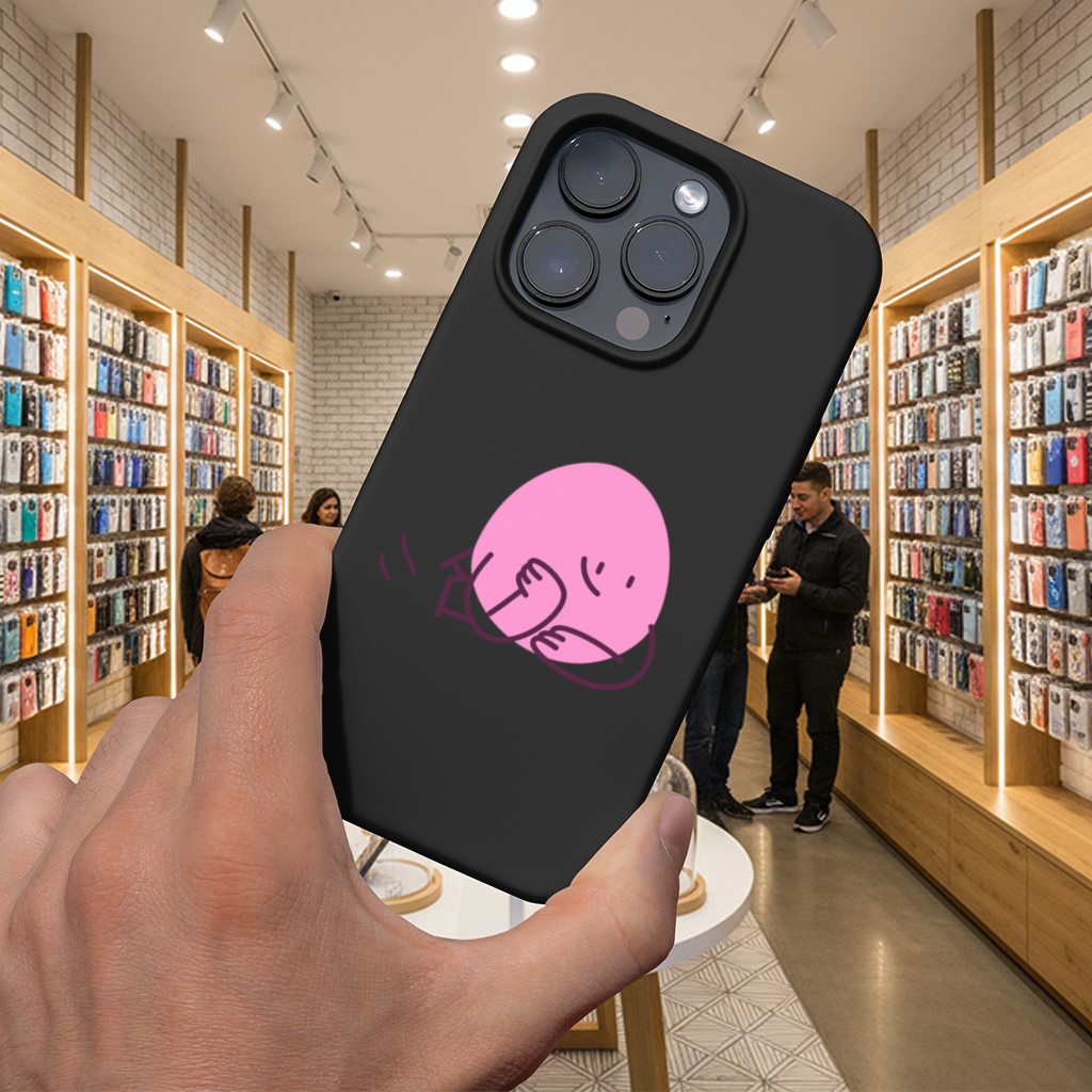 Cute Pink Lying Character Illustration 