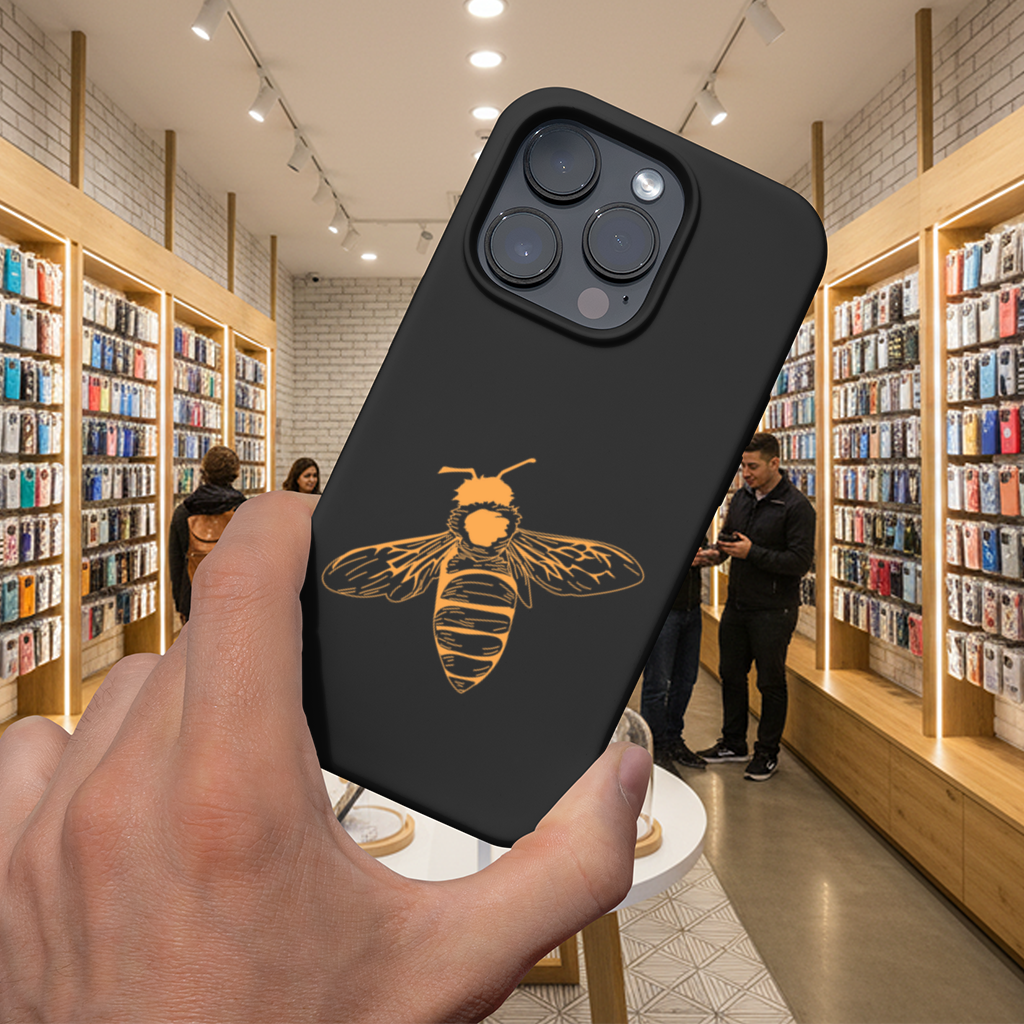 Minimal Orange Bee Illustration iPhone 16 Pro and Pro Max Case