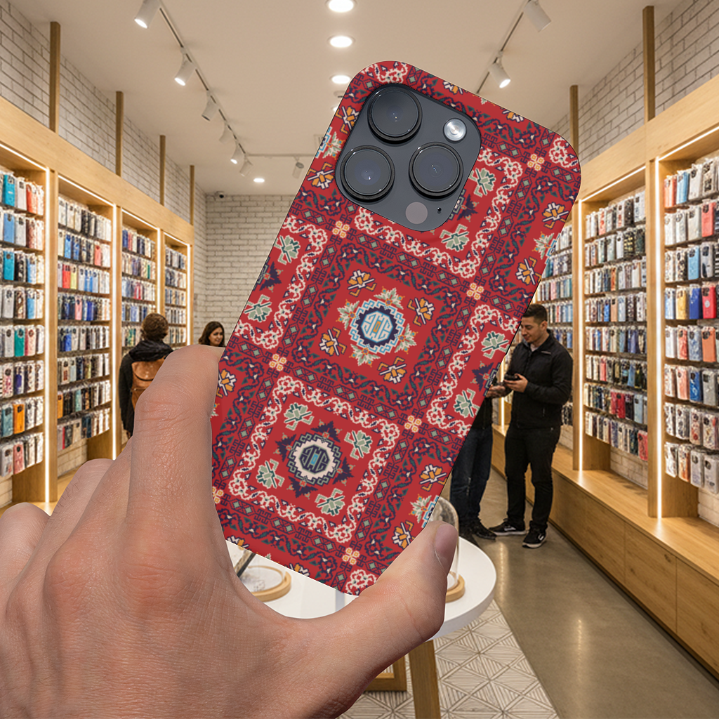 Traditional Kilim Inspired Red Ethnic Geometric Pattern iPhone 16 Pro and Pro Max Case