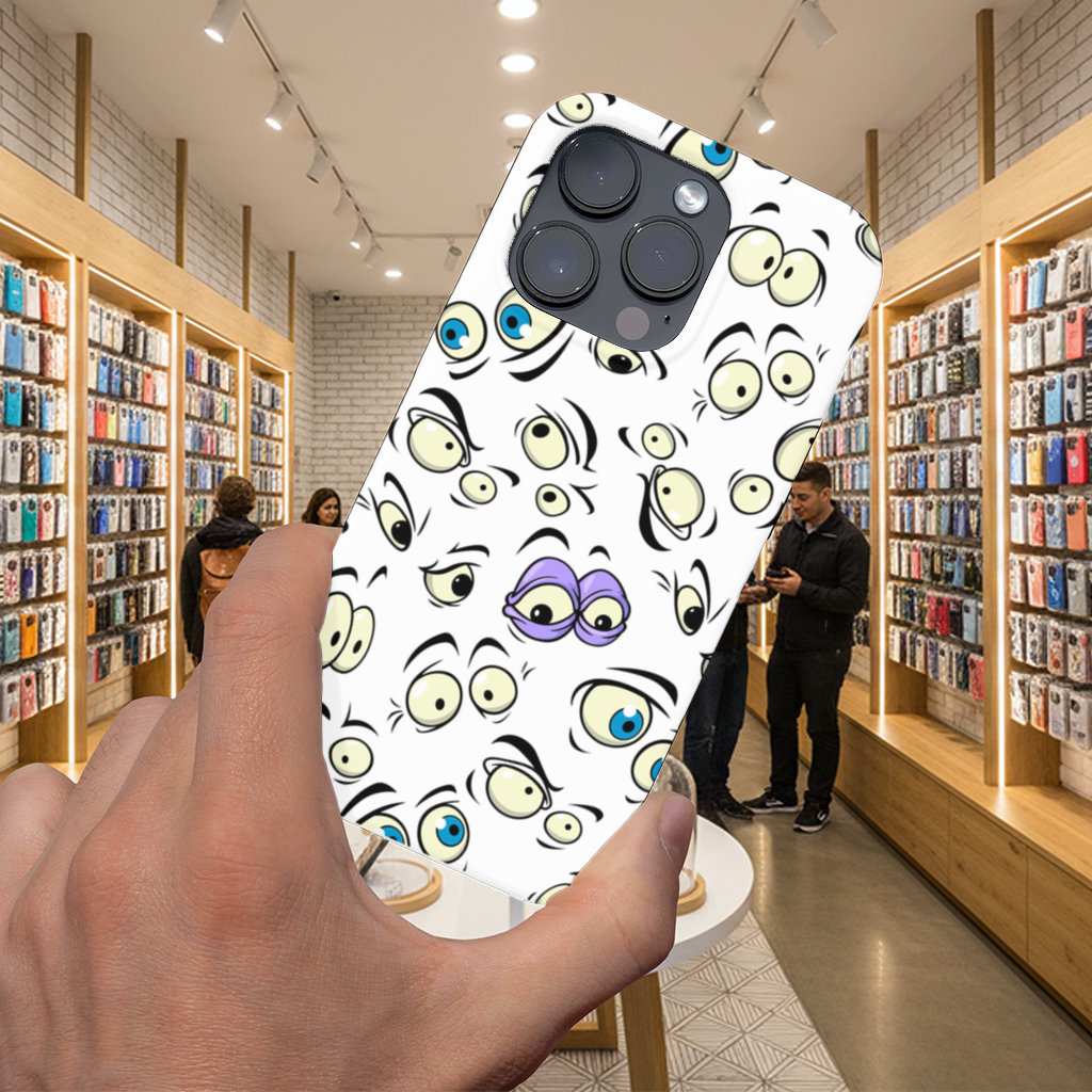 Komik Karikatür Göz Deseni iPhone 16 Pro ve Pro Max Kılıfı