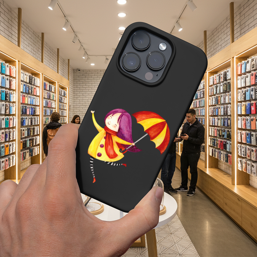 Cheerful Girl with Umbrella iPhone 16 Pro and Pro Max Case