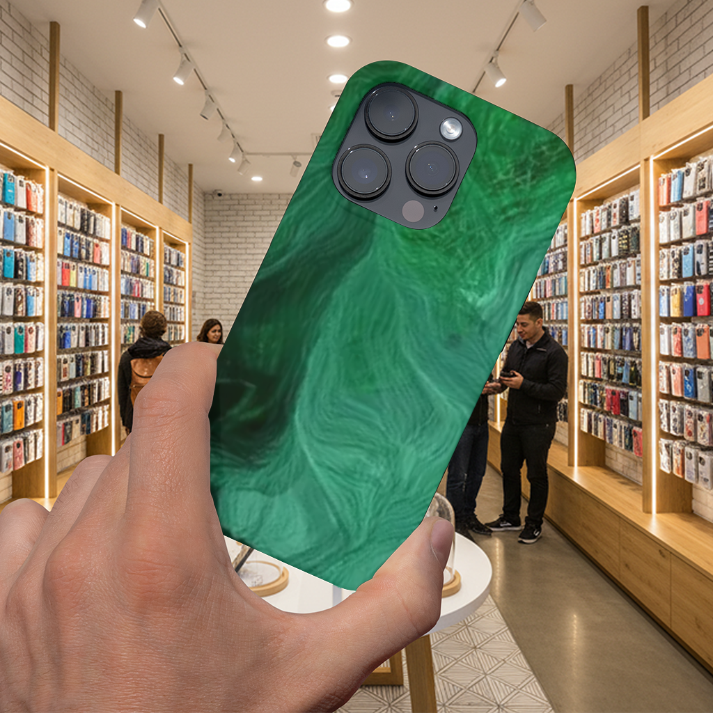 Yeşil ve siyah ebru. iPhone 16 Pro ve Pro Max Kılıfı