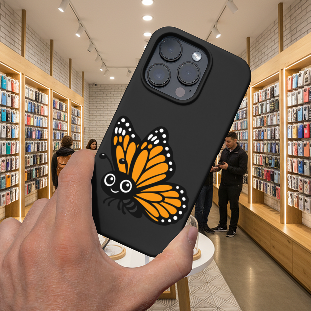 Smiling Orange Monarch Butterfly Character iPhone 16 Pro and Pro Max Case