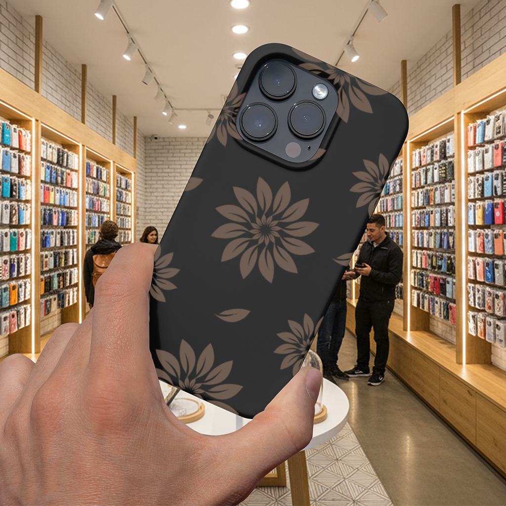 Minimalist Modern Brown Floral Pattern 