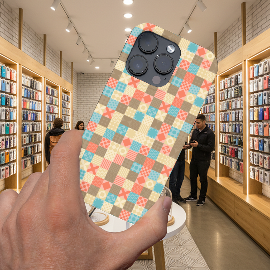 Colorful Modern Geometric Square Pattern iPhone 16 Pro and Pro Max Case